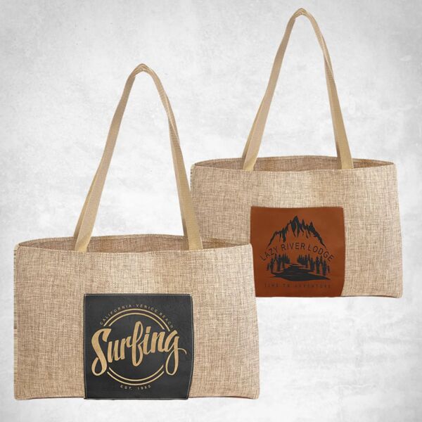 Blank Burlap Bag with Leatherette Gusset Thumbnail