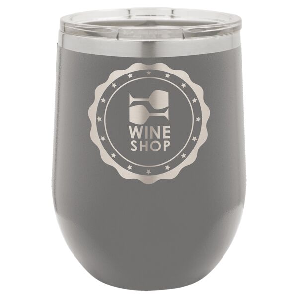 Polar Camel 12 oz. Dark Stemless Wine Tumbler with Standard Lid Thumbnail