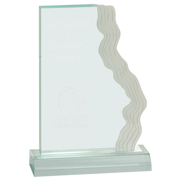 5" x 7" Jade Frosted Waterfall Edge Acrylic with 5 1/2" Base Thumbnail