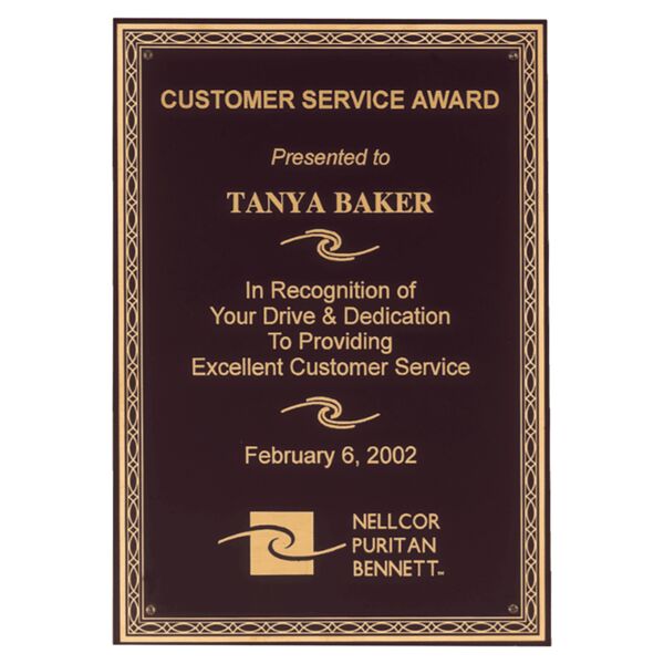 7" x 10" Laserable Brass Plate with Braided Border Design and Four Holes Thumbnail