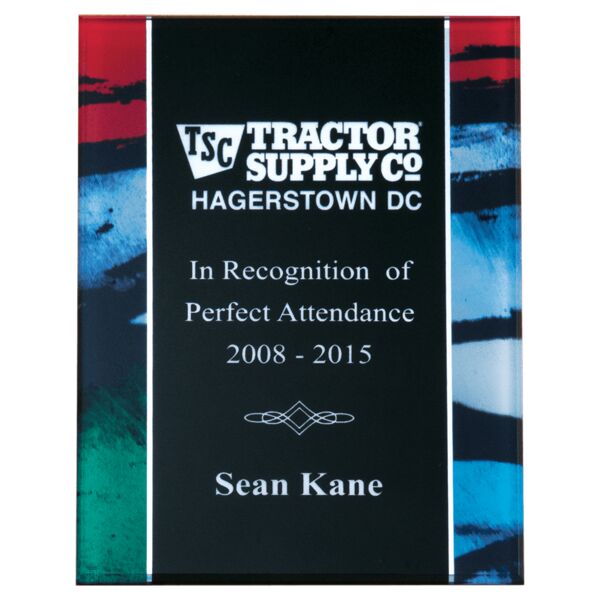 5 1/4" x 7 1/4" Acrylic Plaque Plate with Stained Glass Pattern Border and Center Thumbnail