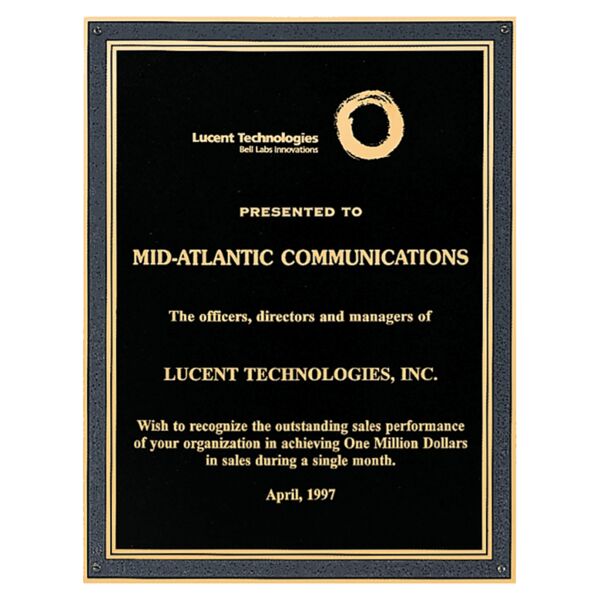 7" x 10" Brass Plated Steel Plate with Florentine Border and Four Holes Thumbnail