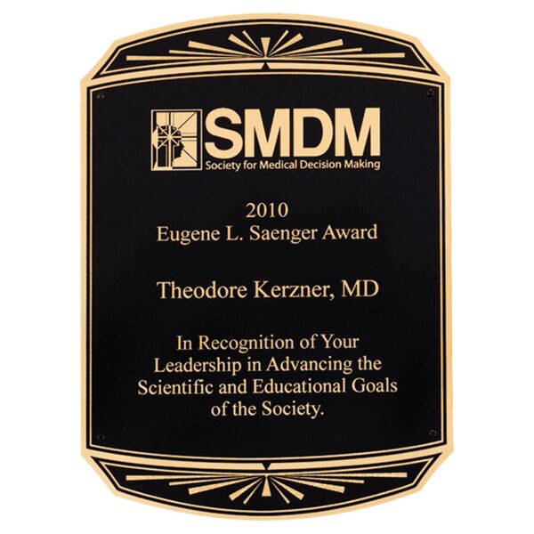 7 1/8" x 10 1/8" Laserable Brass Plated Steel Plate with Notched Corners and Rounded Top and Bottom with Starburst Design Thumbnail